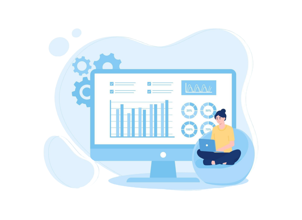 woman doing trading laptop trending concept flat illustration
